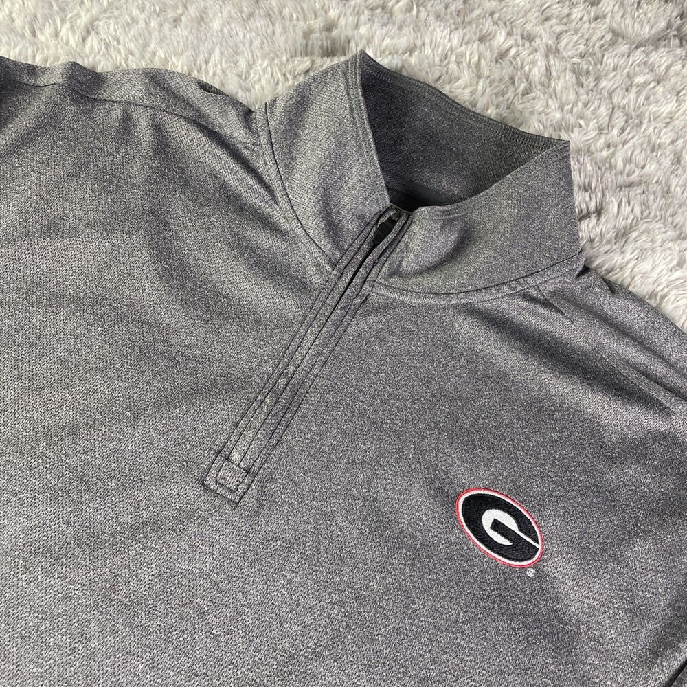 Georgia Bulldogs Quarter Zip Jacket Mens 2XL Gray Long Sleeve Pullover